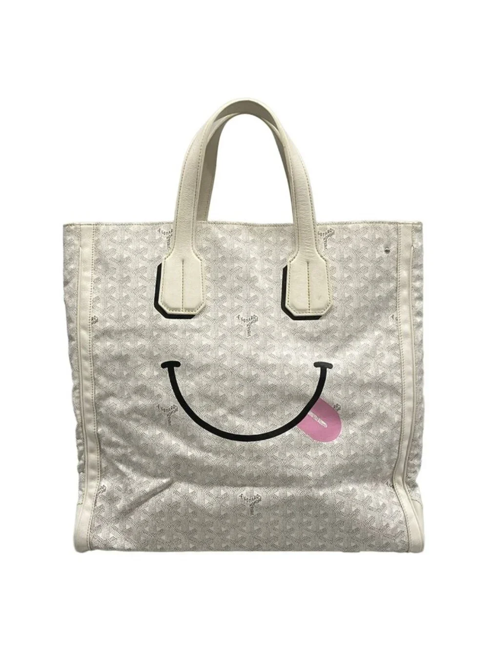 Goyard Tote Sac Voltaire White Smile Paint Leather